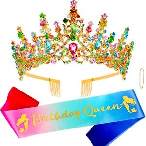 Birthday Queen Sash and Crown Colorful​
